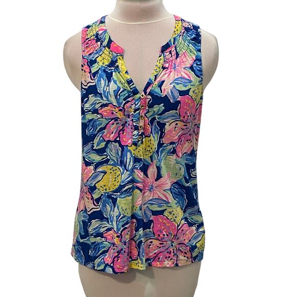 LILLY PULITZER Essie Sleeveless Tank Top TIGER LILLY Print XSMALL Cotton Preppy - Picture 3 of 7